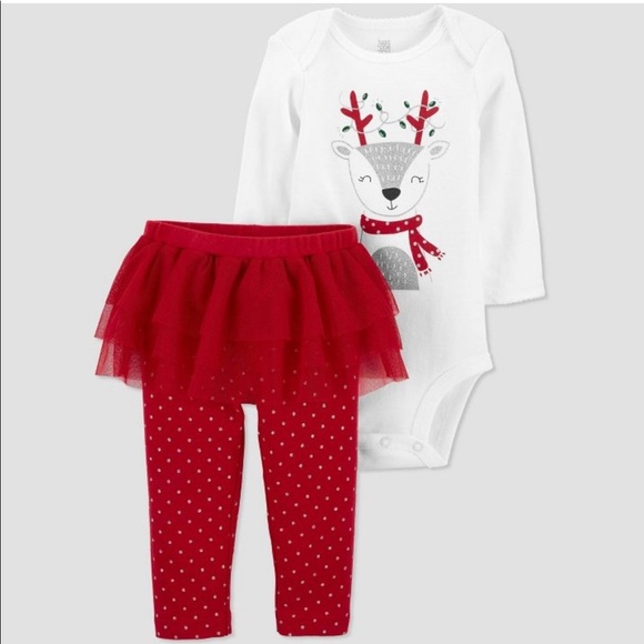 Carter's Other - NWT Baby Girls Reindeer Tutu Top and Bottom Set - Just One You carters 3 Piece